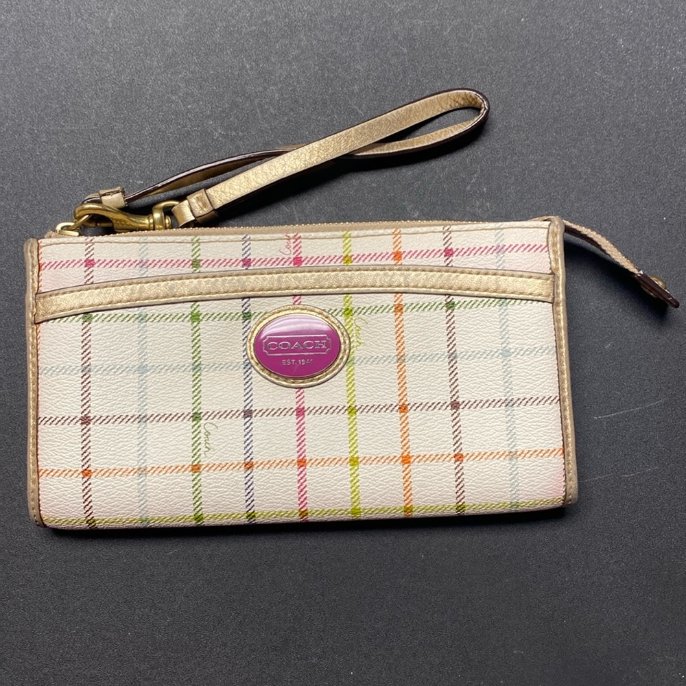 Coach Tartan Plaid Wristlet